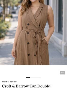 croft & barrow Brown Sleeveless Double-Breasted Wrap Dress